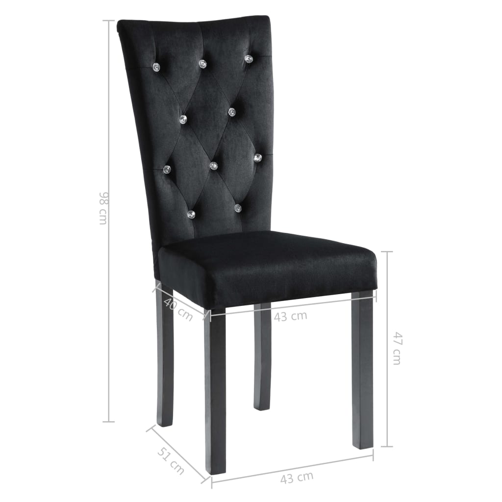 vidaXL Sillas de comedor 4 unidades terciopelo negro