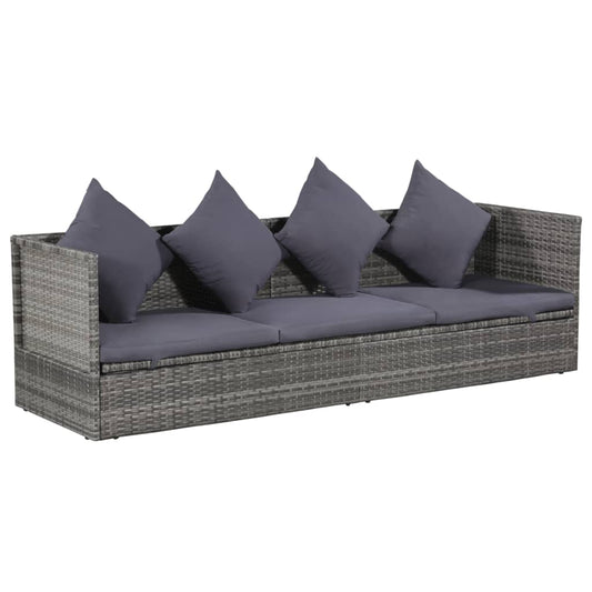 vidaXL Cama de jardín 200x60 cm ratán sintético gris