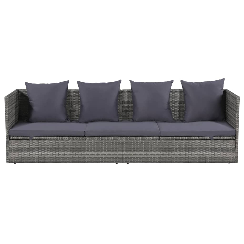 vidaXL Cama de jardín 200x60 cm ratán sintético gris