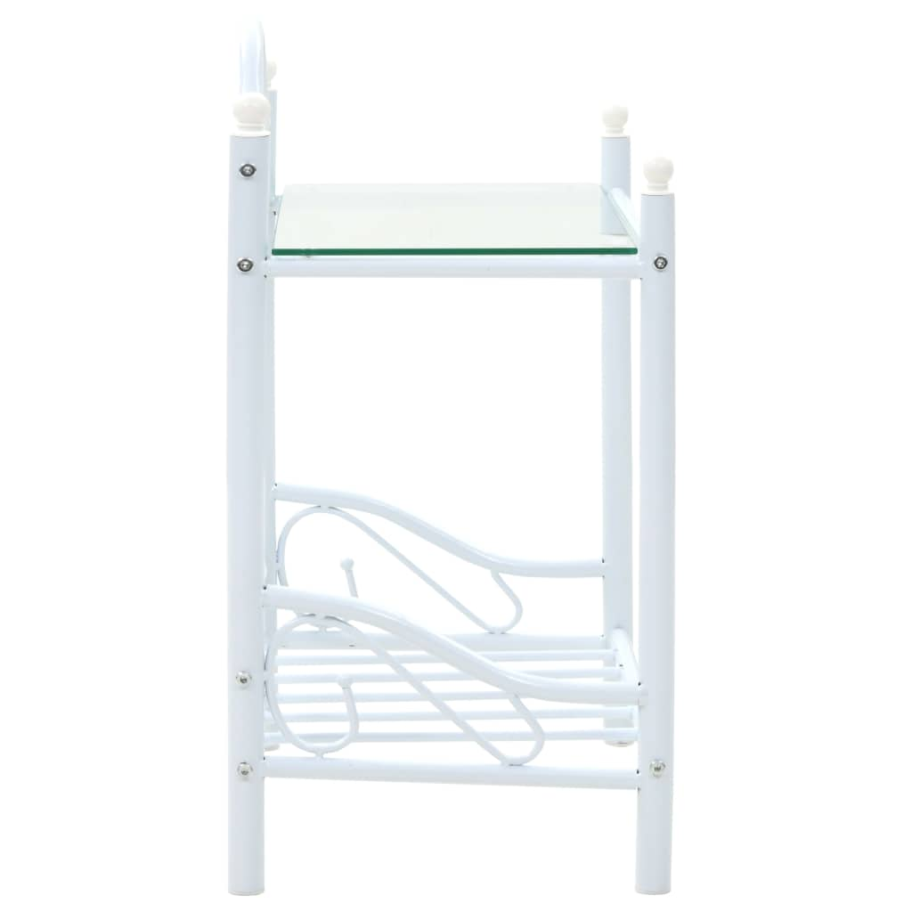 vidaXL Mesitas de noche acero vidrio templado 45x30,5x60cm blanco 2uds