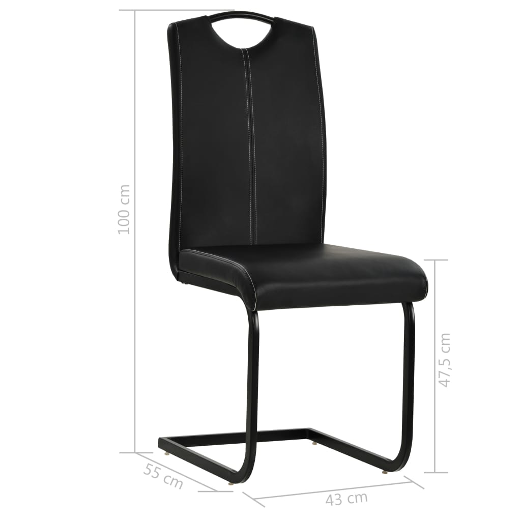 vidaXL Sillas de comedor voladizas 2 unidades cuero sintético negro