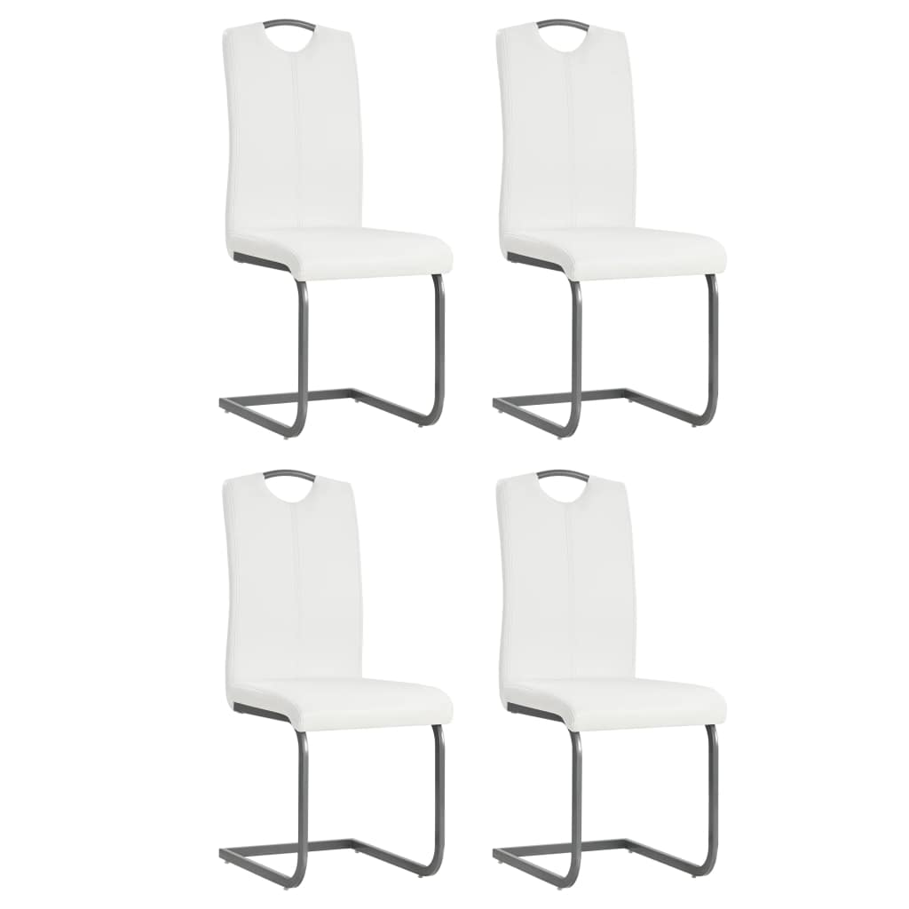 vidaXL Sillas de comedor voladizas 4 unidades de tela blanca