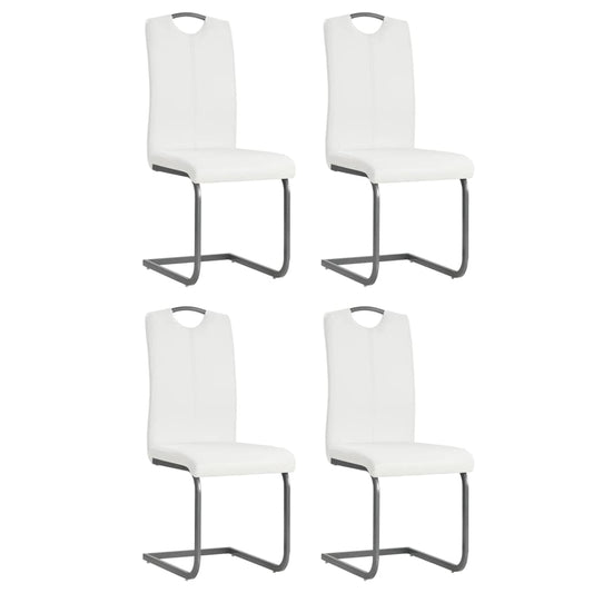 vidaXL Sillas de comedor voladizas 4 unidades de tela blanca