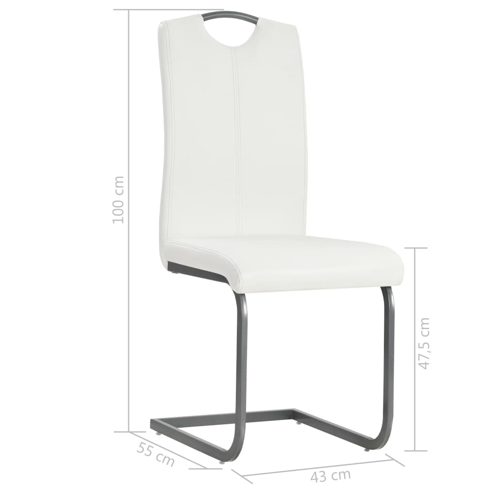 vidaXL Sillas de comedor voladizas 4 unidades de tela blanca