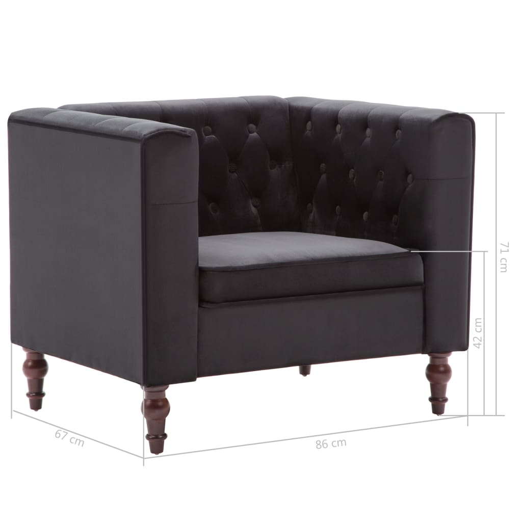 vidaXL Sillón de terciopelo negro