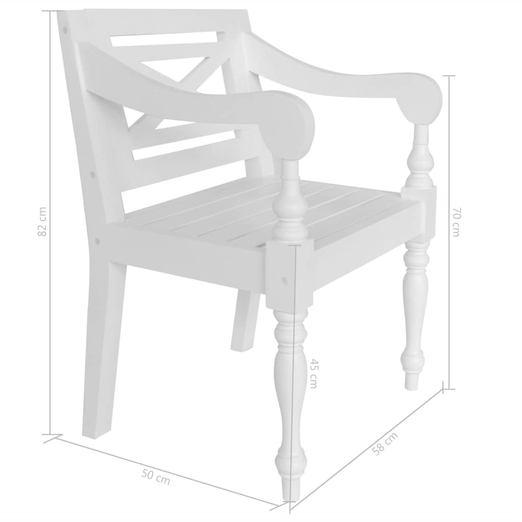 vidaXL Sillas Batavia 2 unidades madera maciza de caoba blanco