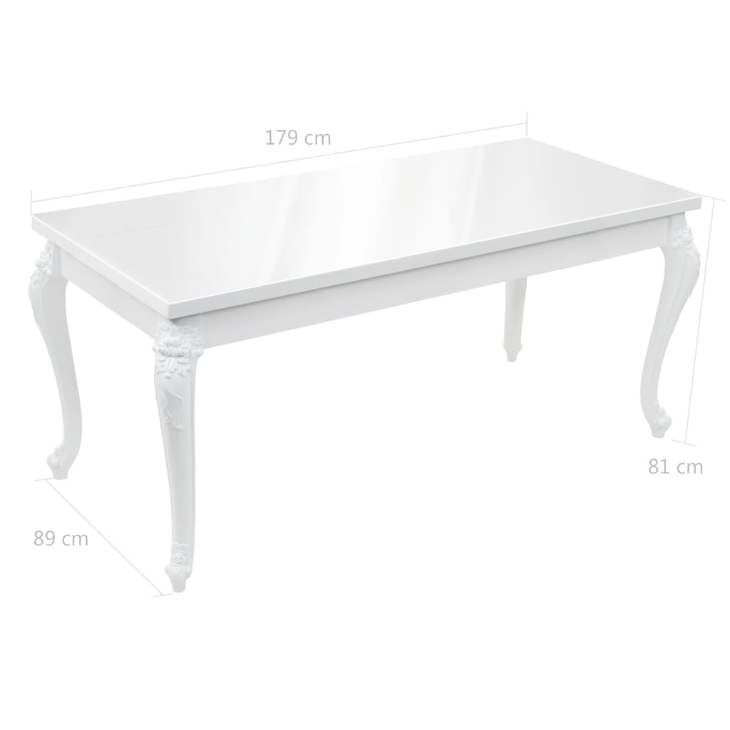 vidaXL Mesa de comedor blanco brillante 179x89x81 cm