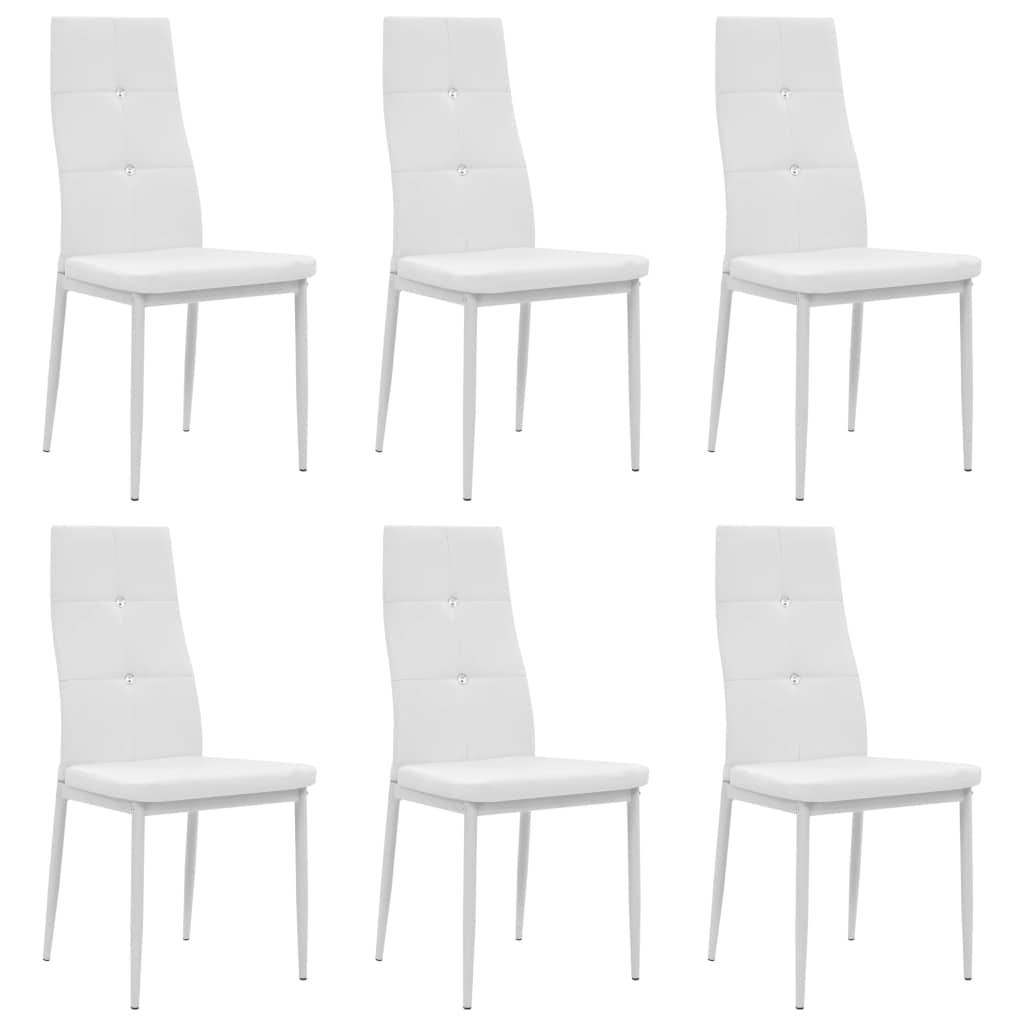 vidaXL Sillas de comedor 6 uds cuero sintético blanco