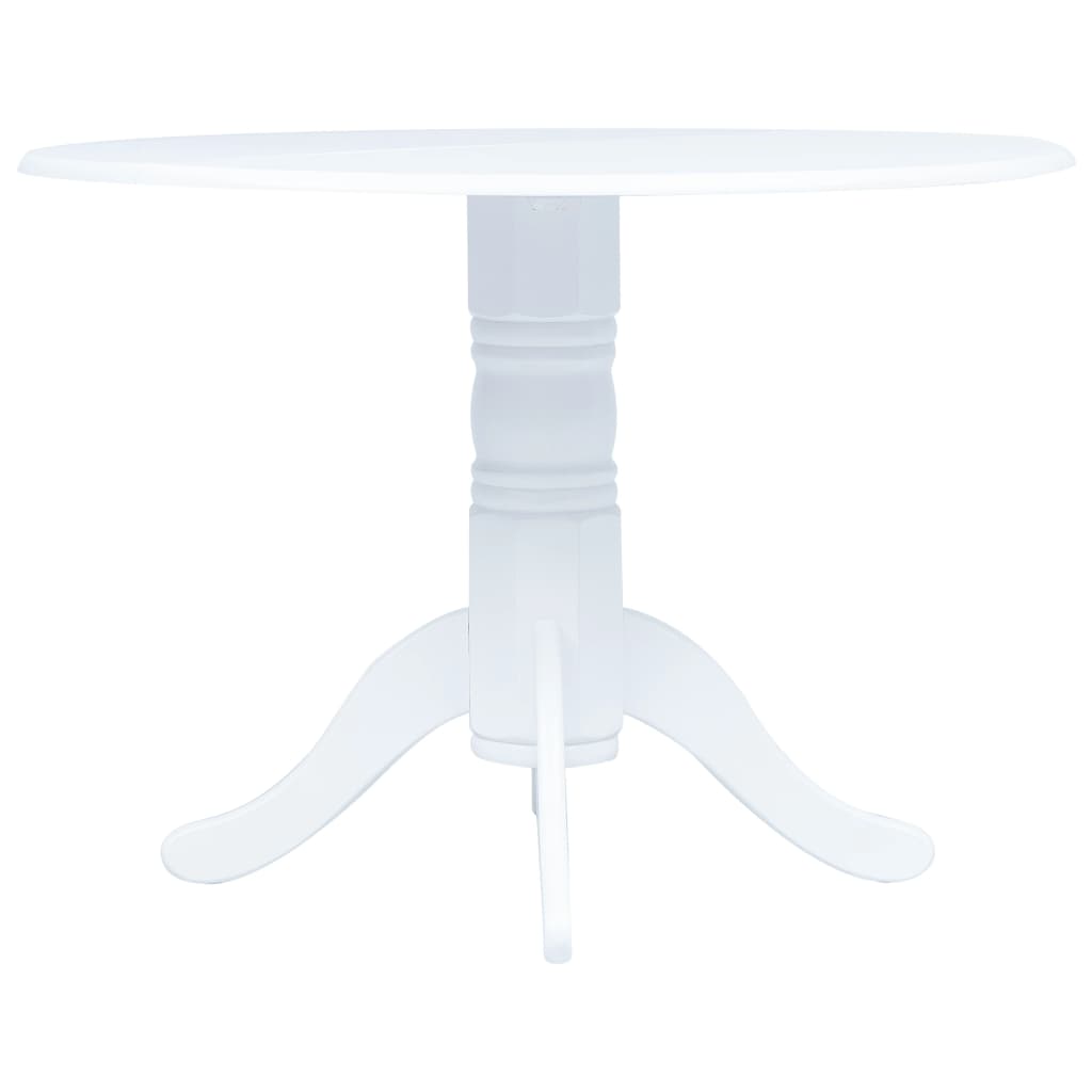 vidaXL Mesa de comedor de madera maciza de caucho blanca 106 cm