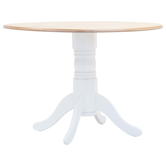 vidaXL Mesa de comedor madera maciza de caucho blanco y marrón 106 cm