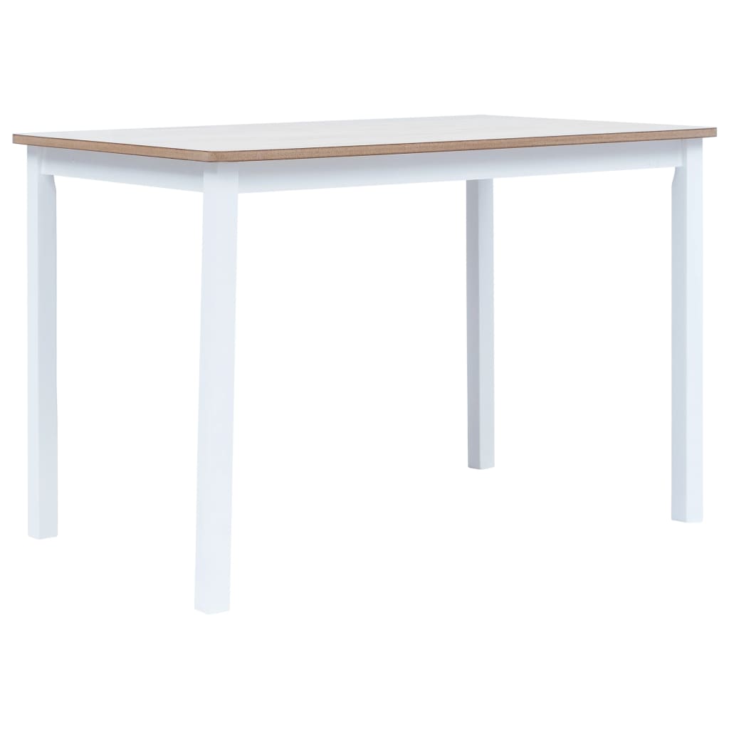 vidaXL Mesa de comedor madera de caucho blanco y marrón 114x71x75 cm