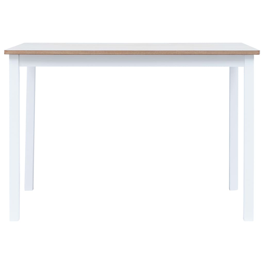 vidaXL Mesa de comedor madera de caucho blanco y marrón 114x71x75 cm