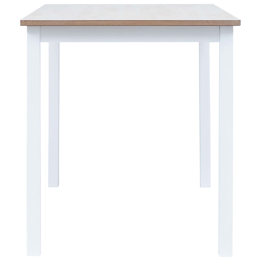 vidaXL Mesa de comedor madera de caucho blanco y marrón 114x71x75 cm