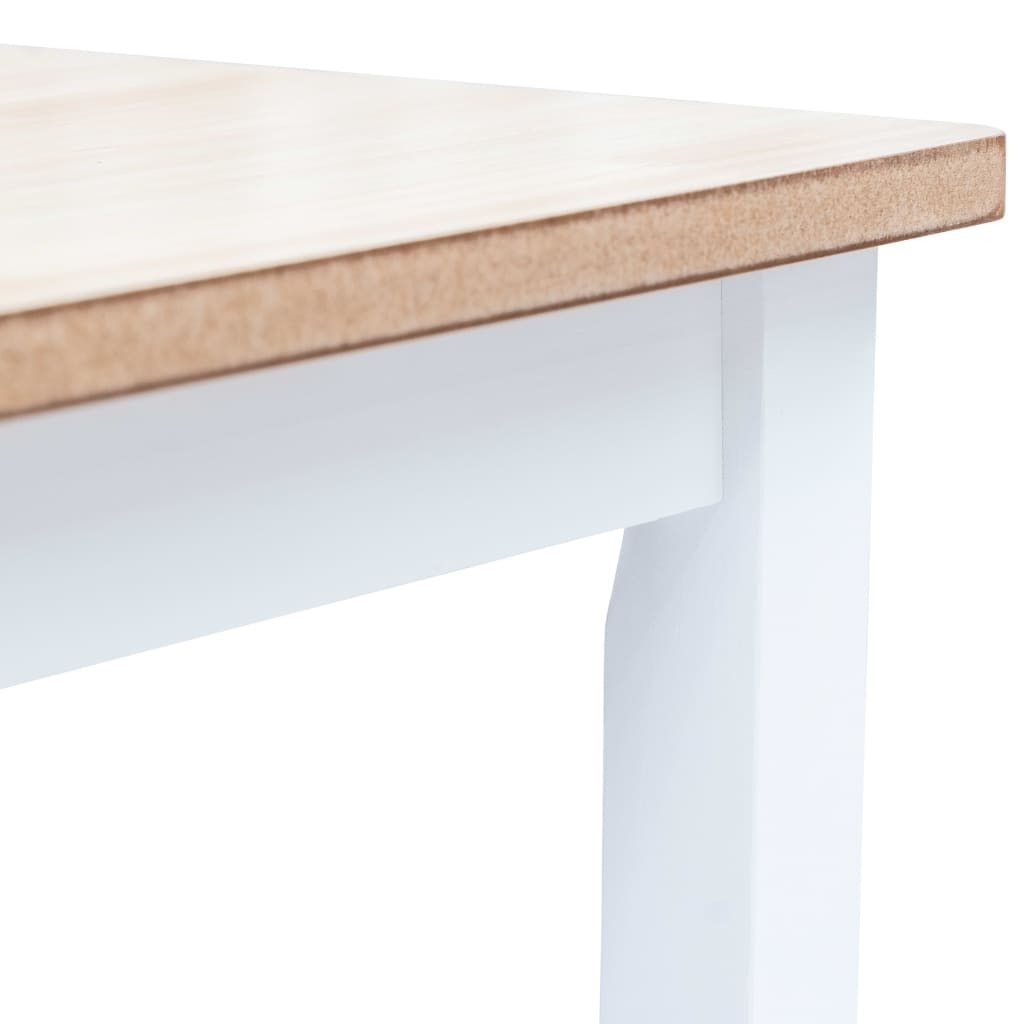 vidaXL Mesa de comedor madera de caucho blanco y marrón 114x71x75 cm