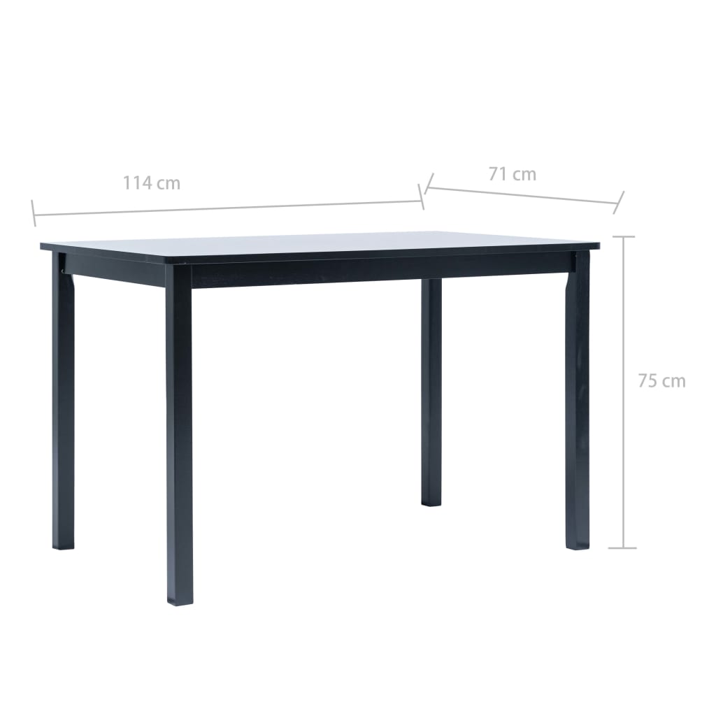 vidaXL Mesa de comedor de madera maciza de caucho negro 114x71x75 cm