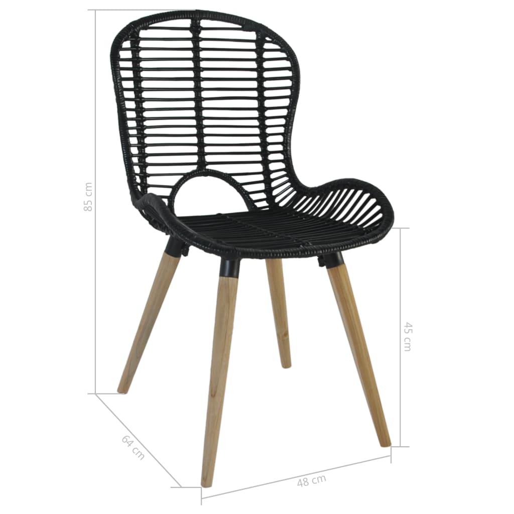 vidaXL Sillas de comedor 6 unidades de ratán natural negro