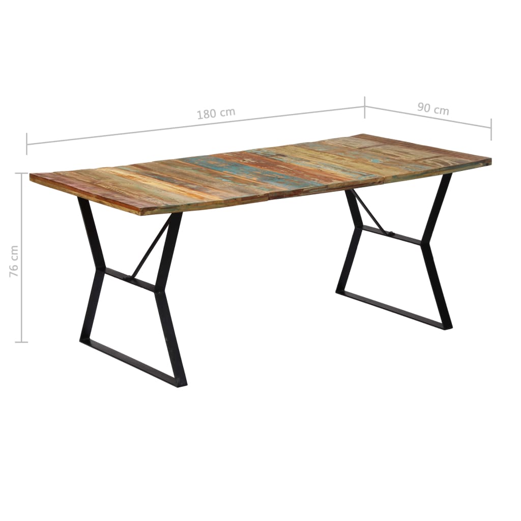 vidaXL Mesa de comedor de madera maciza reciclada 180x90x76 cm