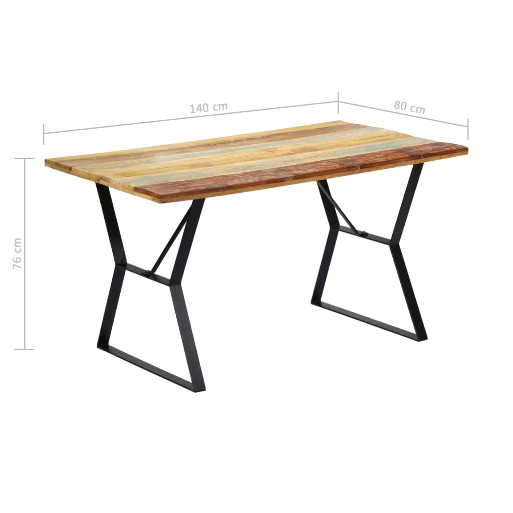 vidaXL Mesa de comedor de madera maciza reciclada 140x80x76 cm