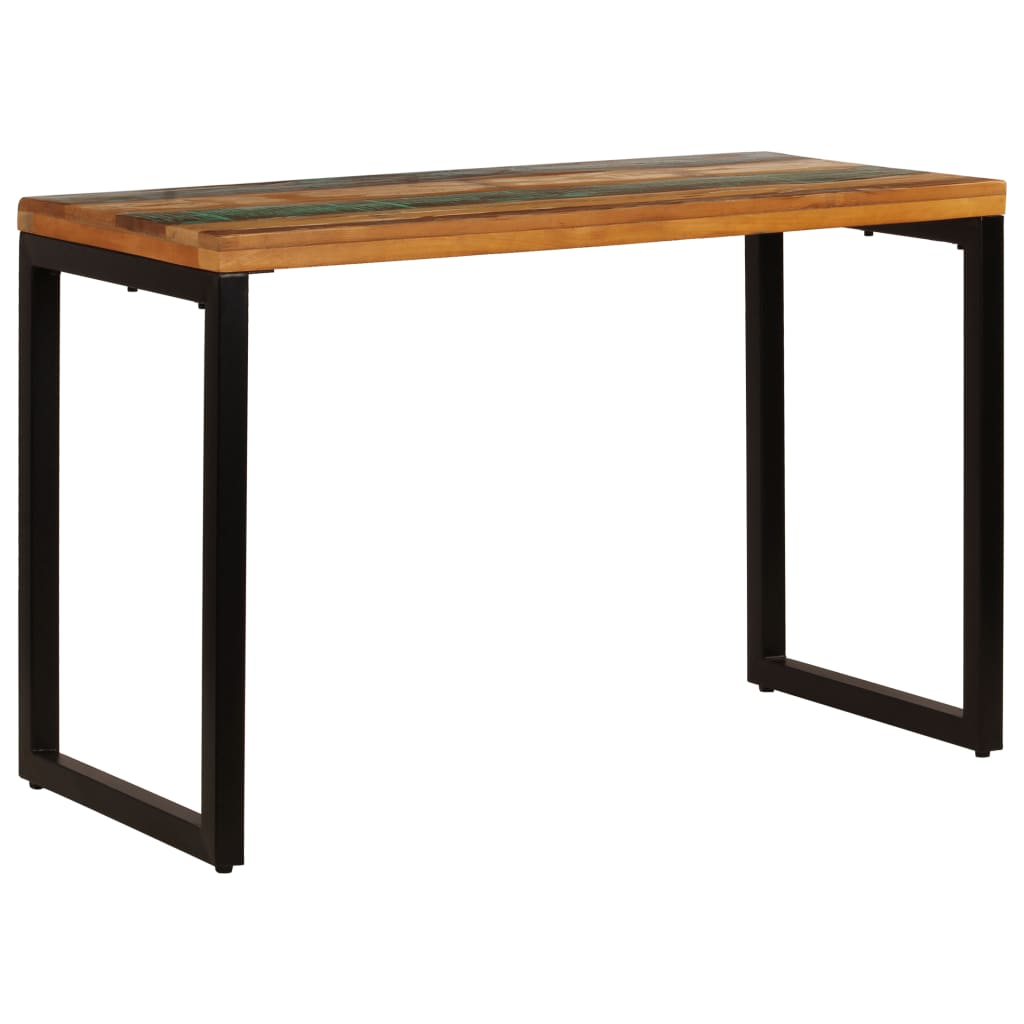 vidaXL Mesa de comedor de madera maciza reciclada y acero 115x55x76 cm