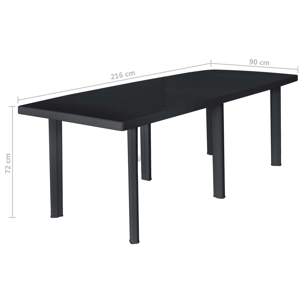 vidaXL Mesa de jardín de plástico gris antracita 216x90x72 cm