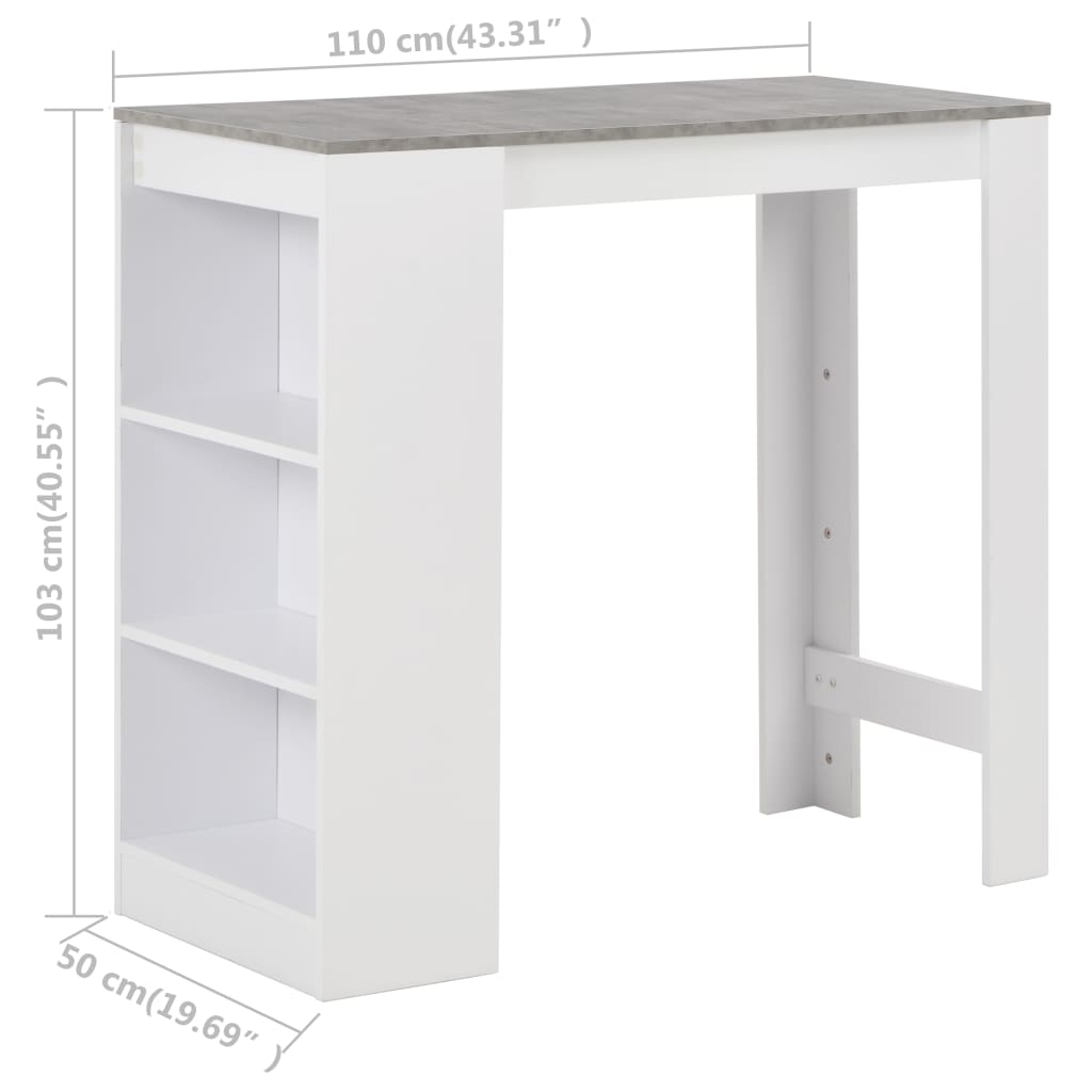 vidaXL Mesa alta de cocina con estantería blanca 110x50x103 cm