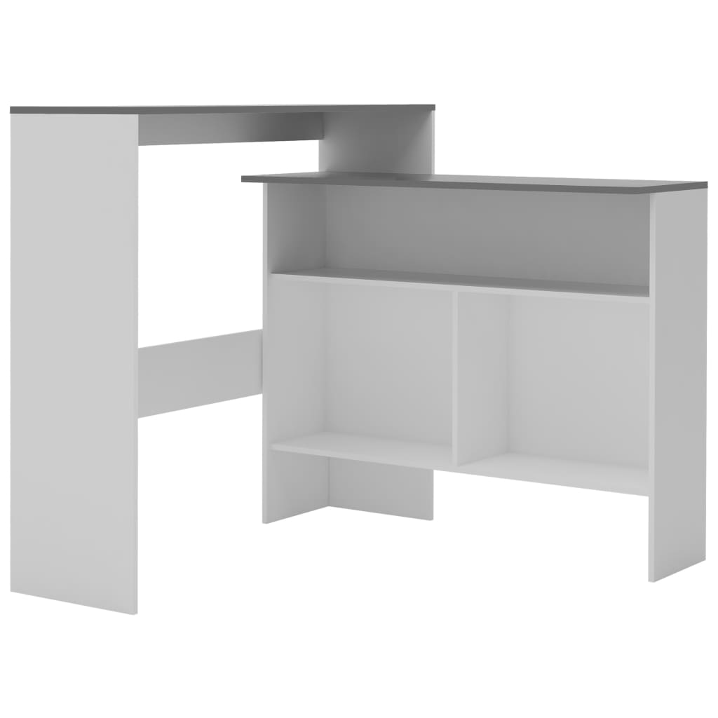 vidaXL Mesa de bar con 2 tableros blanco y gris 130x40x120 cm