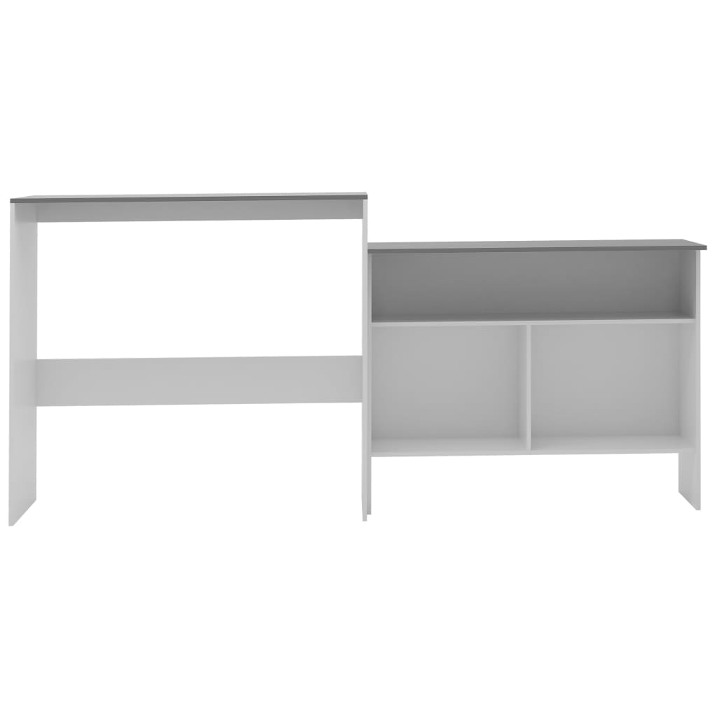 vidaXL Mesa de bar con 2 tableros blanco y gris 130x40x120 cm