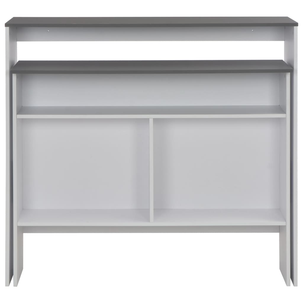 vidaXL Mesa de bar con 2 tableros blanco y gris 130x40x120 cm