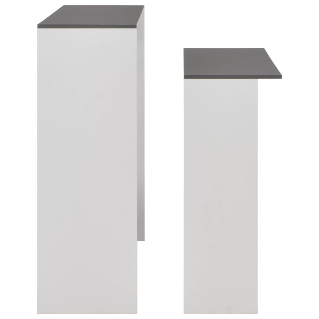 vidaXL Mesa de bar con 2 tableros blanco y gris 130x40x120 cm