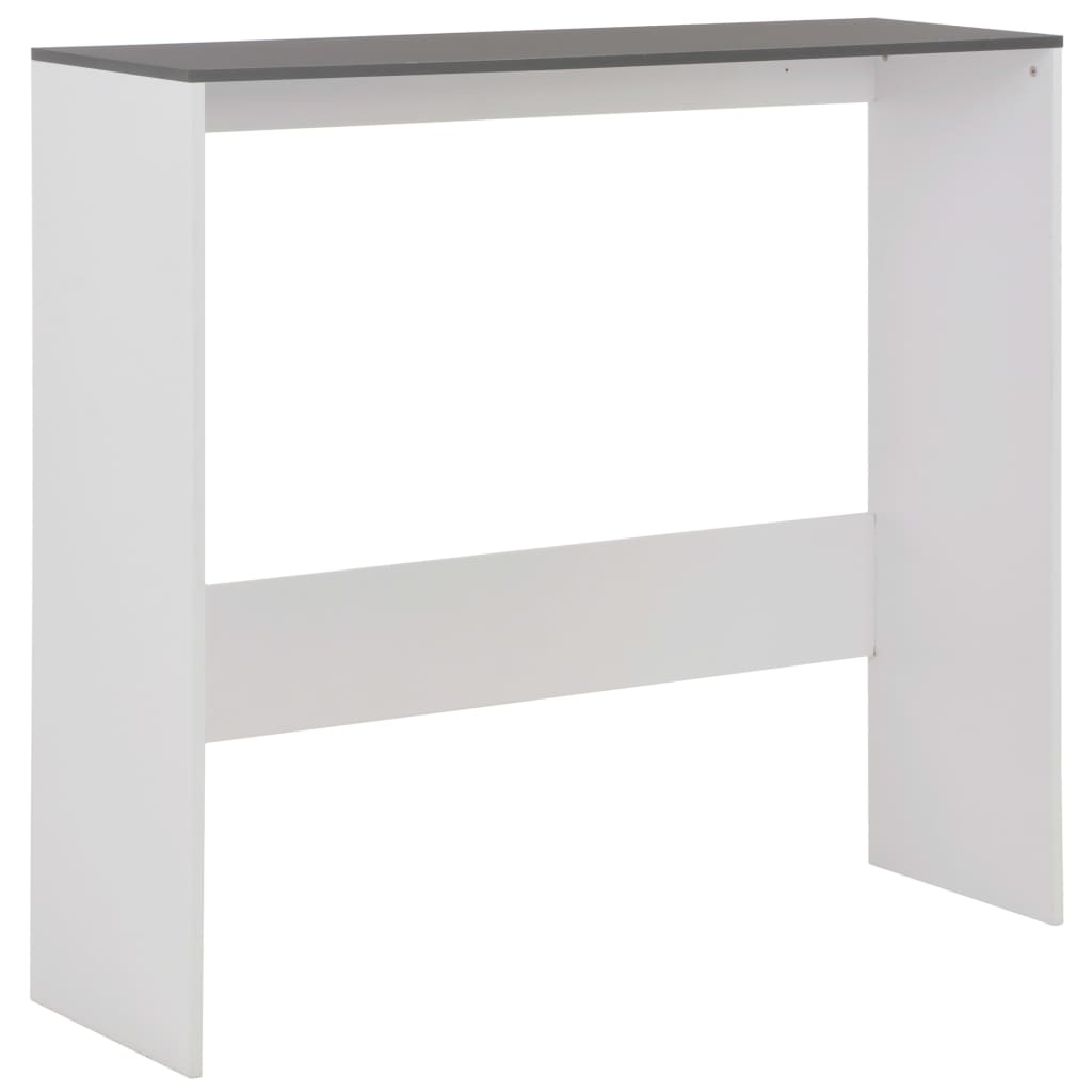 vidaXL Mesa de bar con 2 tableros blanco y gris 130x40x120 cm