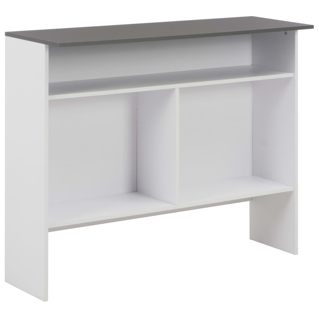 vidaXL Mesa de bar con 2 tableros blanco y gris 130x40x120 cm