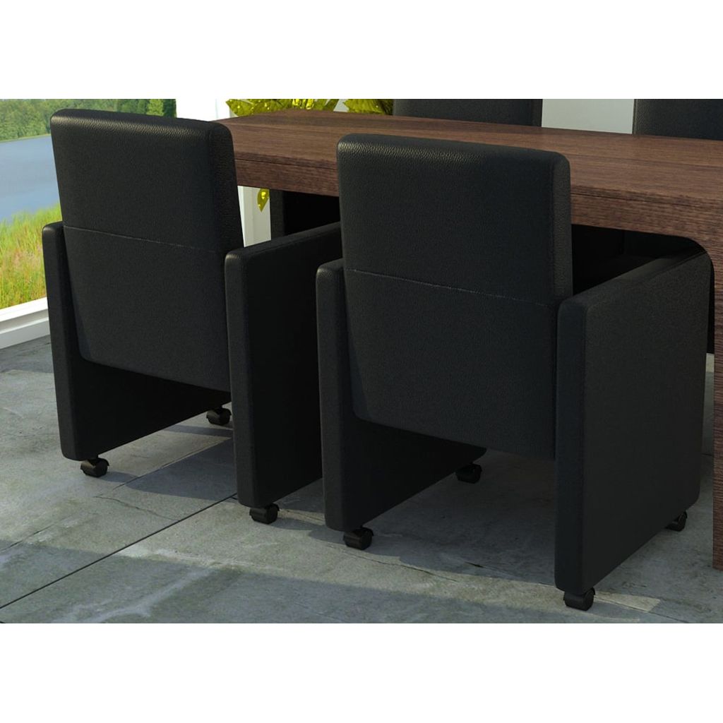 vidaXL Sillas de comedor 2 unidades cuero sintético negro