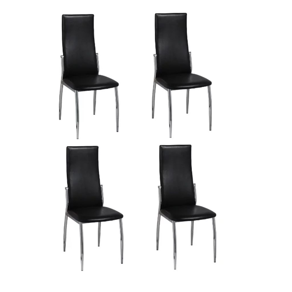 vidaXL Sillas de comedor 4 unidades cuero sintético negro