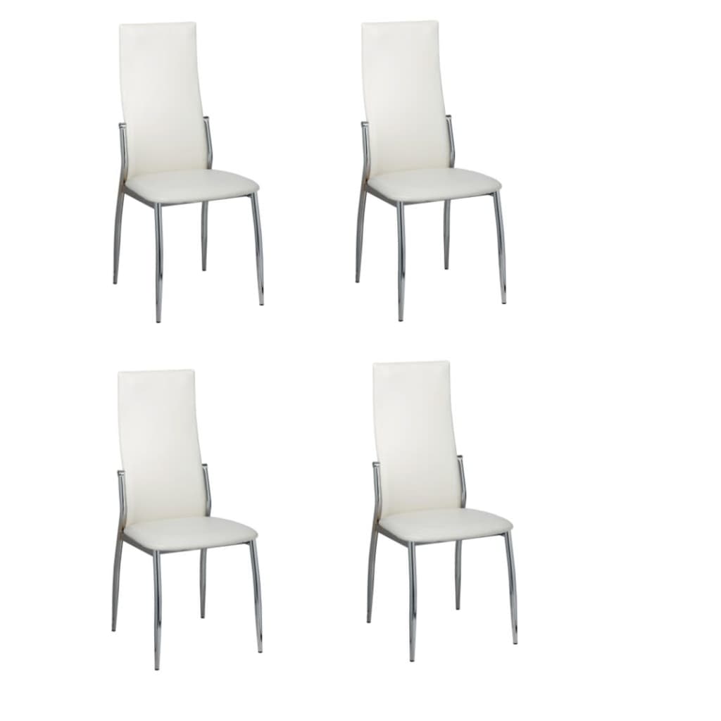 vidaXL Sillas de comedor 4 unidades cuero sintético blanco