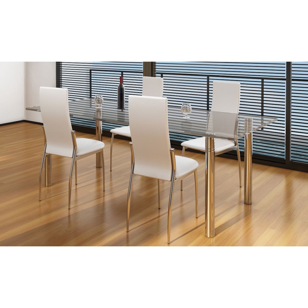 vidaXL Sillas de comedor 4 unidades cuero sintético blanco