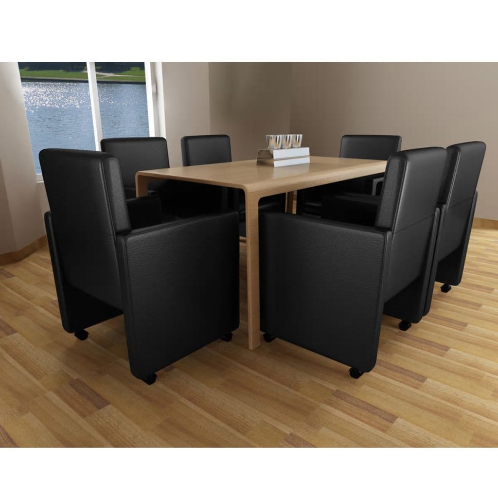 vidaXL Sillas de comedor 6 unidades cuero sintético negro