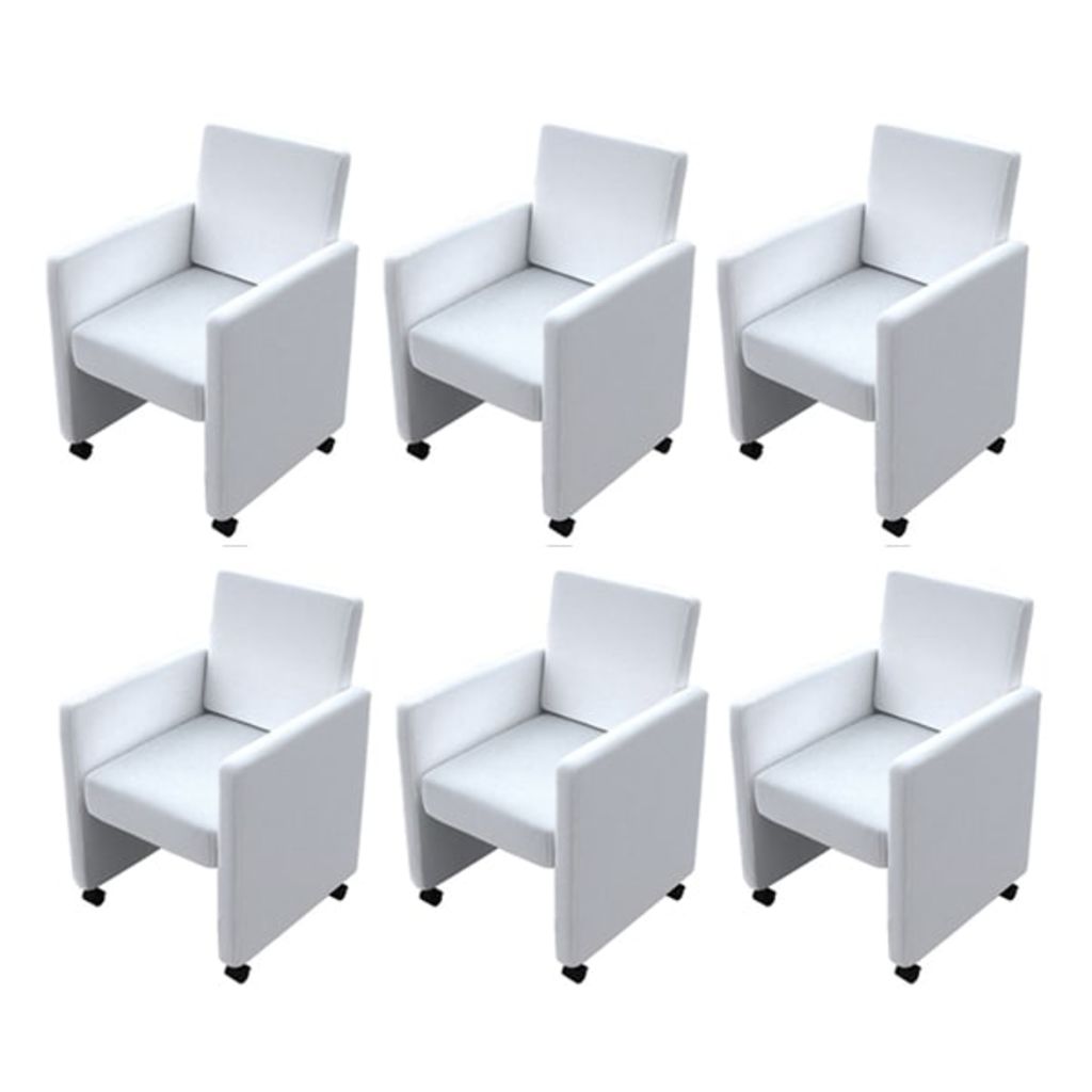 vidaXL Sillas de comedor 6 uds cuero sintético blanco