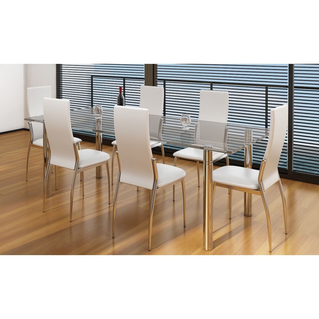 vidaXL Sillas de comedor 6 uds cuero sintético blanco