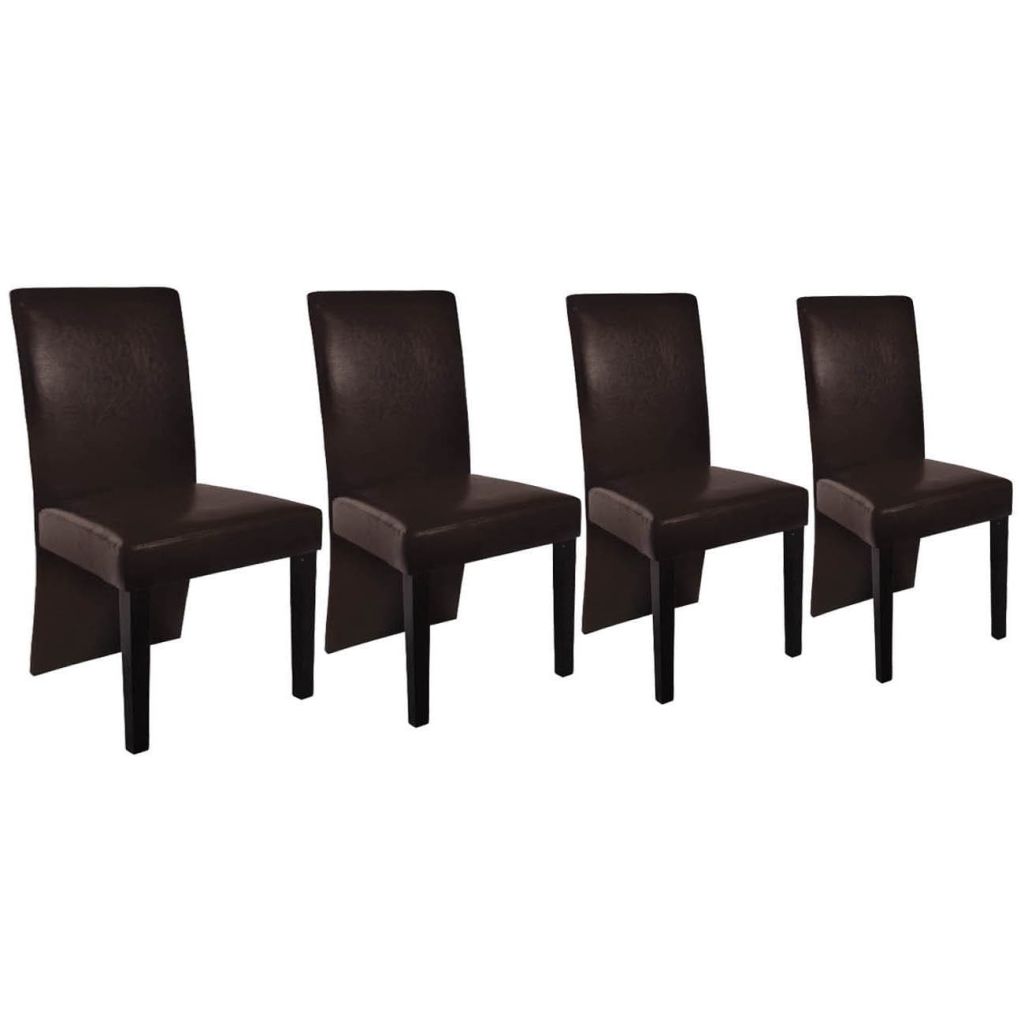 vidaXL Sillas de comedor 4 unidades cuero sintético marrón oscuro