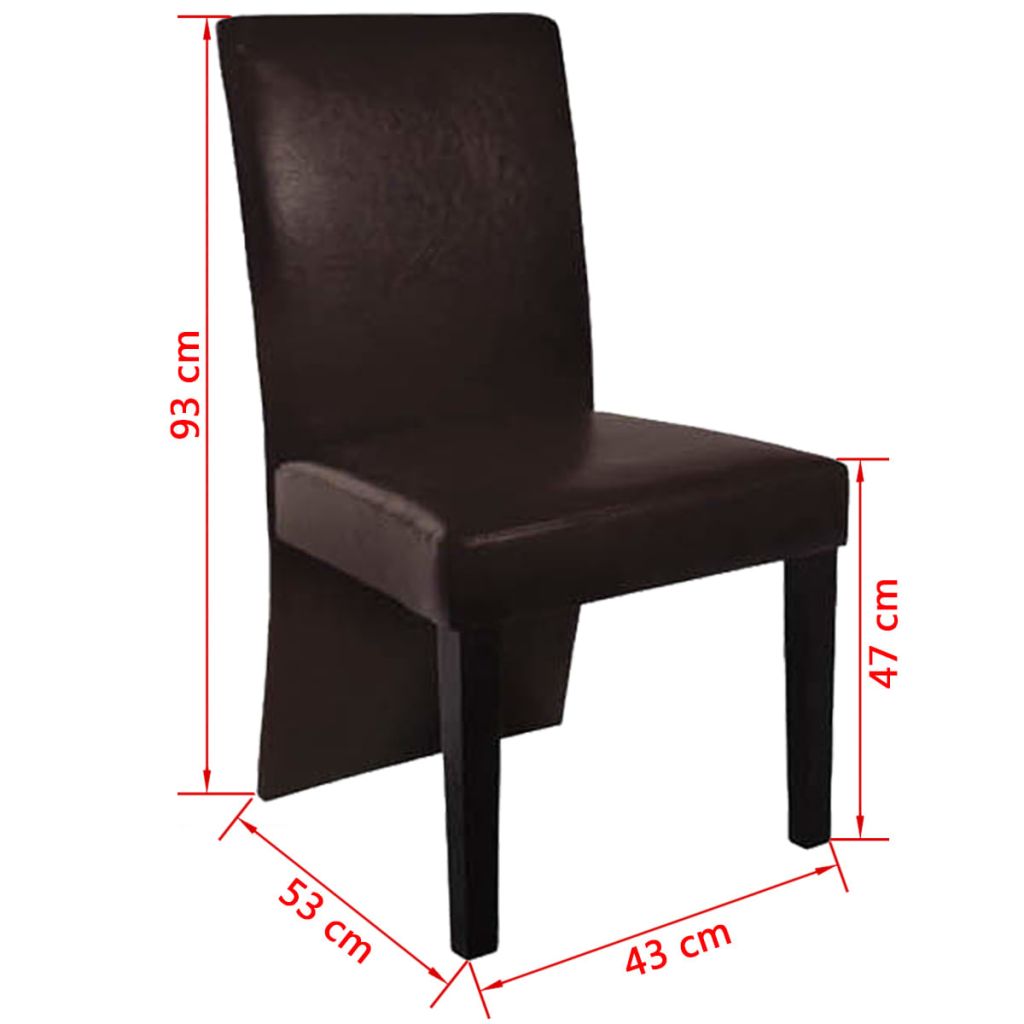 vidaXL Sillas de comedor 4 unidades cuero sintético marrón oscuro