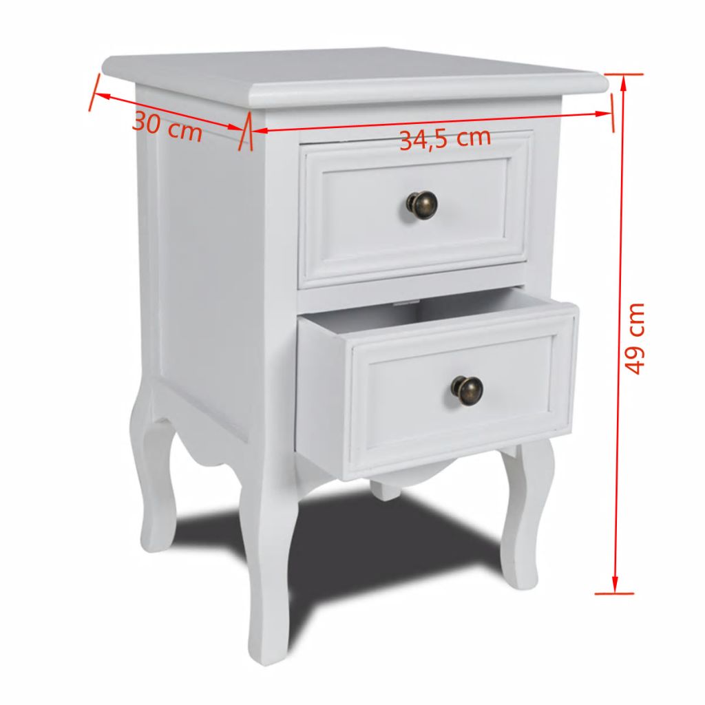 vidaXL Mesitas de noche con 2 cajones 2 unidades MDF blanca