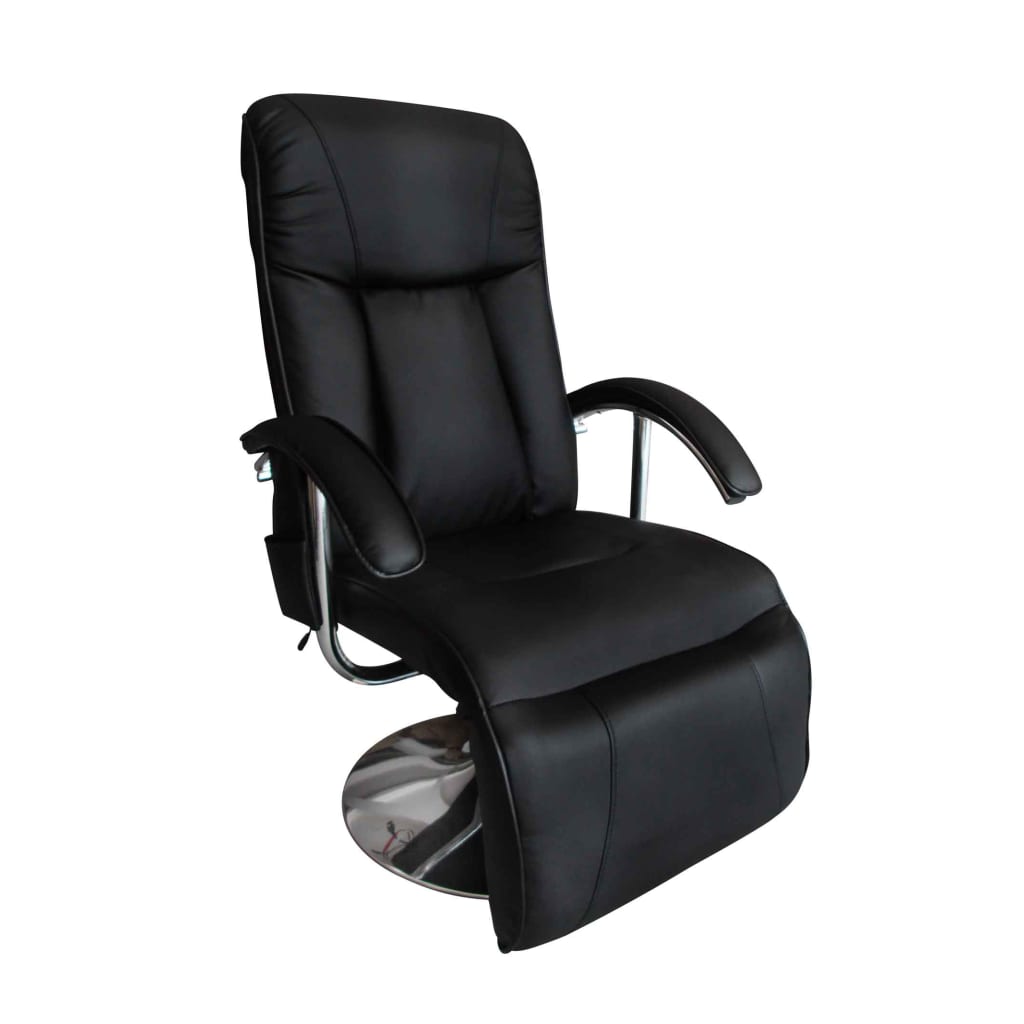 vidaXL Sillón de masaje de cuero sintético negro