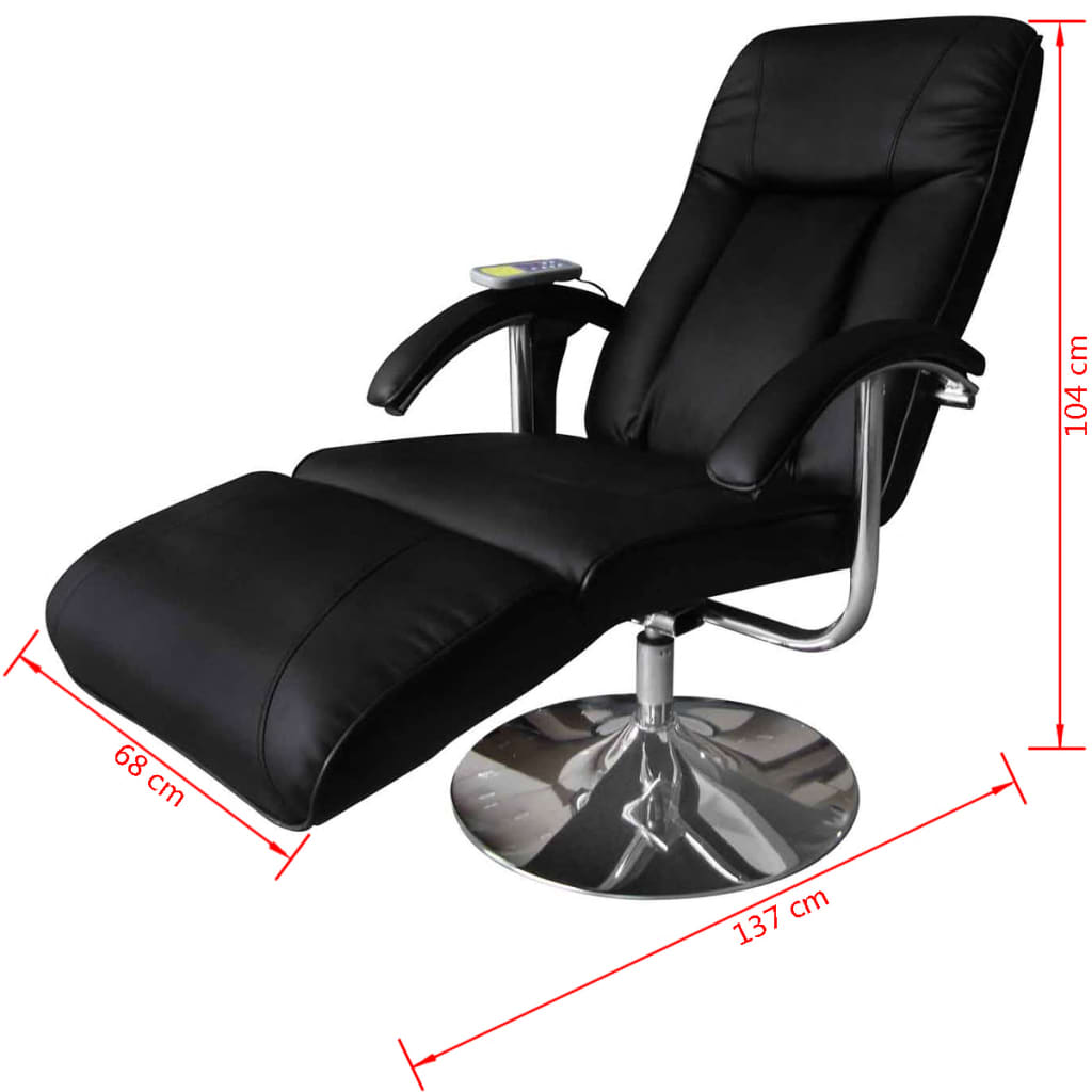 vidaXL Sillón de masaje de cuero sintético negro