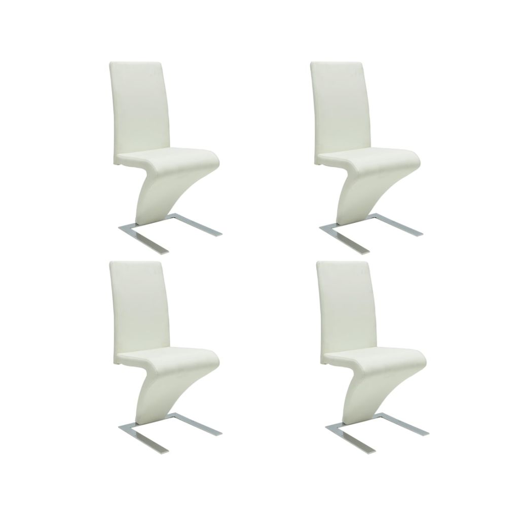 vidaXL Sillas de comedor 4 unidades cuero sintético blanco