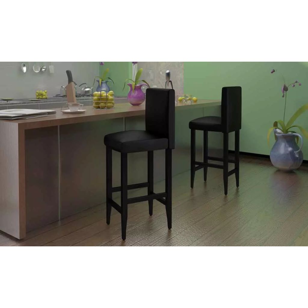 vidaXL Taburetes de bar 6 unidades de cuero artificial negro