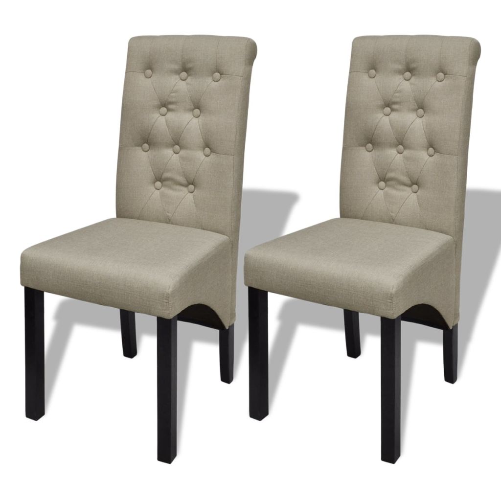 vidaXL Sillas de comedor 2 unidades de tela beige