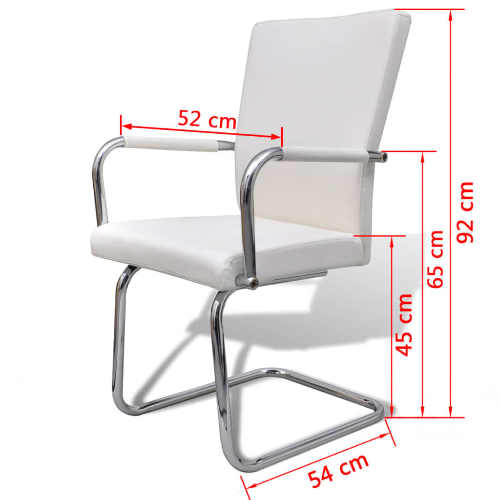 vidaXL Sillas de comedor voladizas 2 unidades cuero sintético blanco