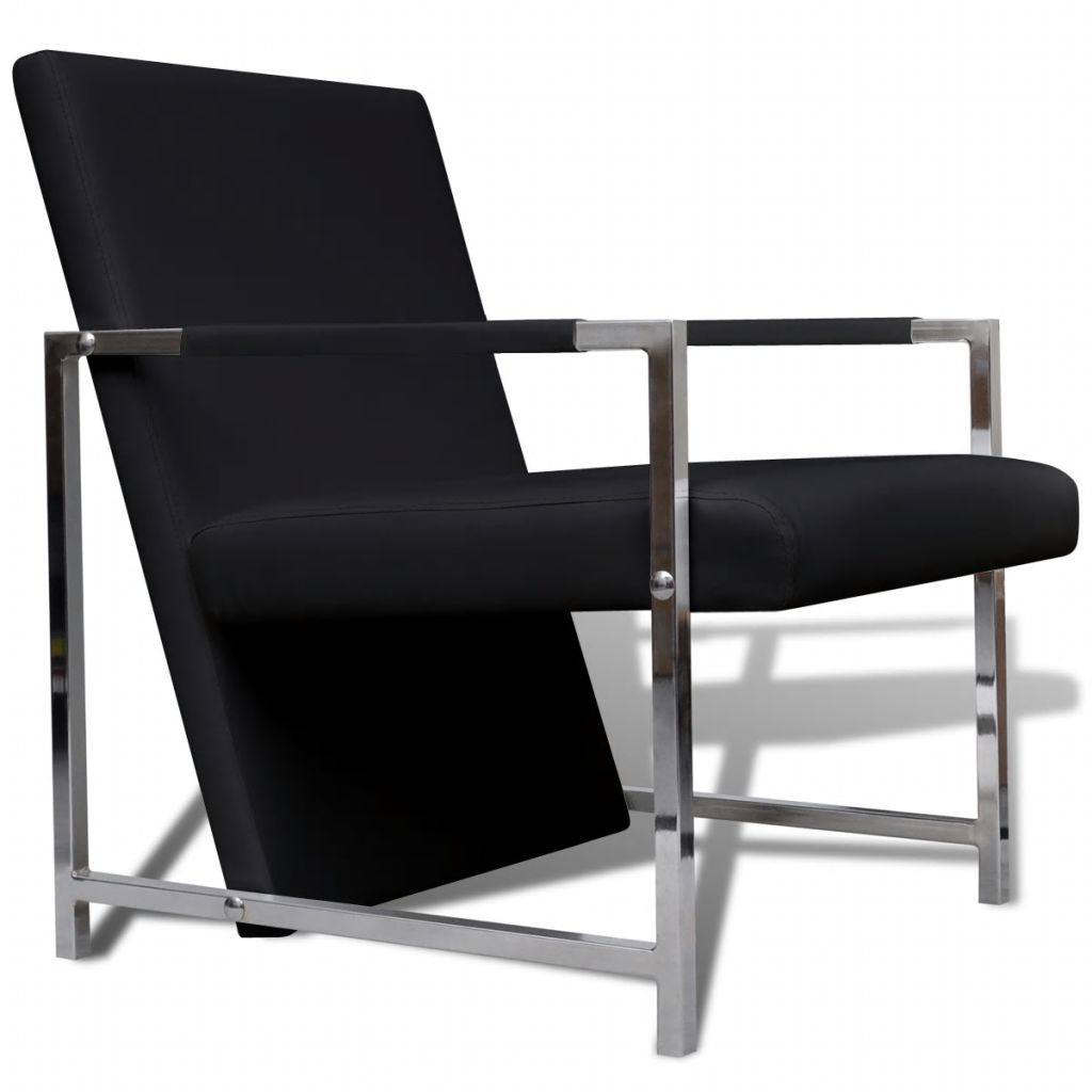 vidaXL Sillones 2 unidades estructura cromada cuero sintético negro