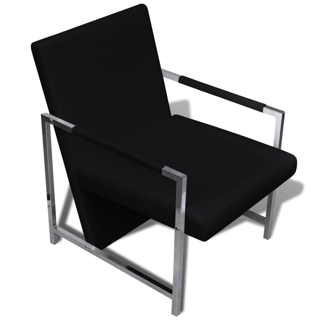 vidaXL Sillones 2 unidades estructura cromada cuero sintético negro