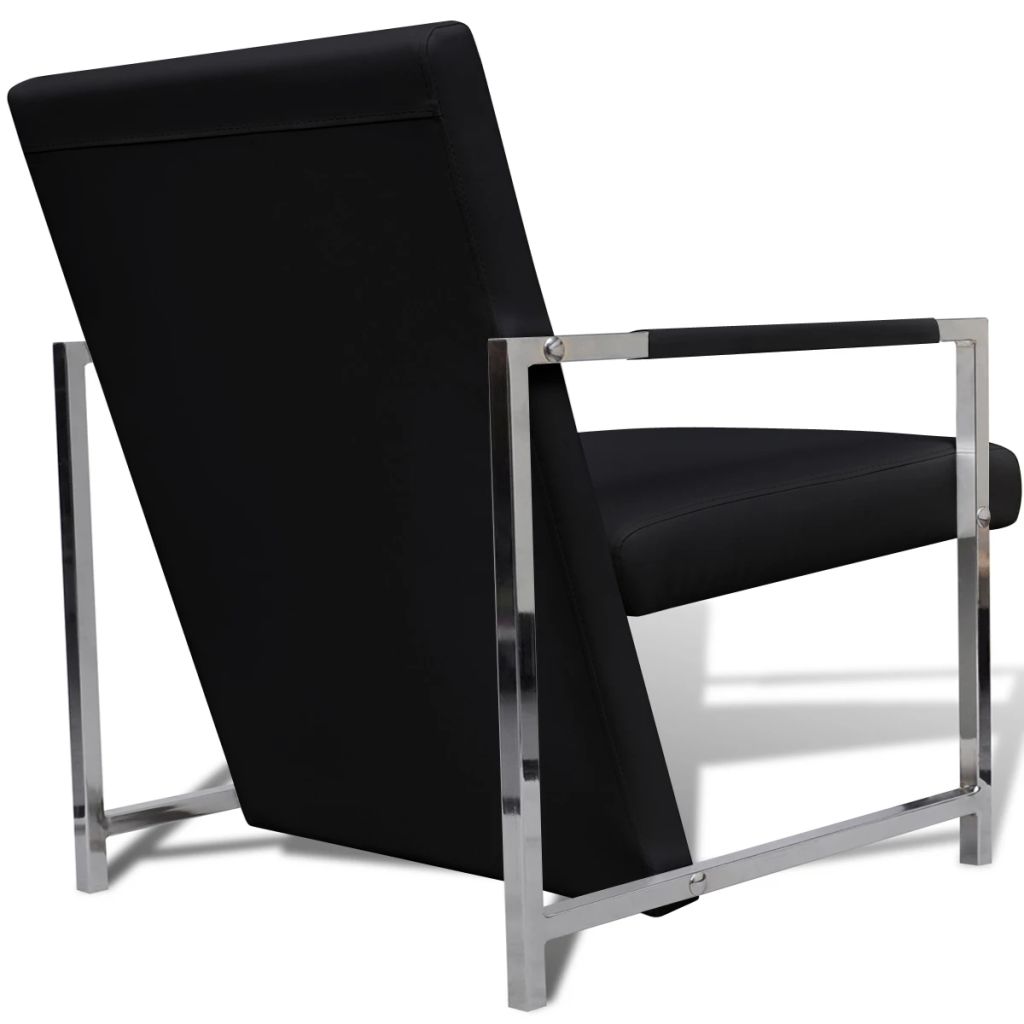 vidaXL Sillones 2 unidades estructura cromada cuero sintético negro